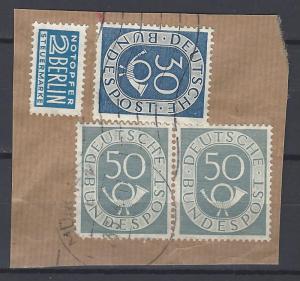 Germany Bund Scott # 681, used, pair, + 679 + RA4, opp, var. flat press print