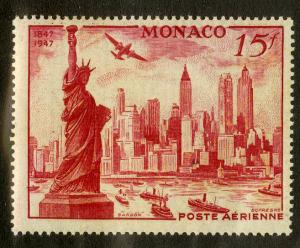 MONACO C20 MNH SCV $6.00 BIN $2.75 STATUE OF LIBERTY