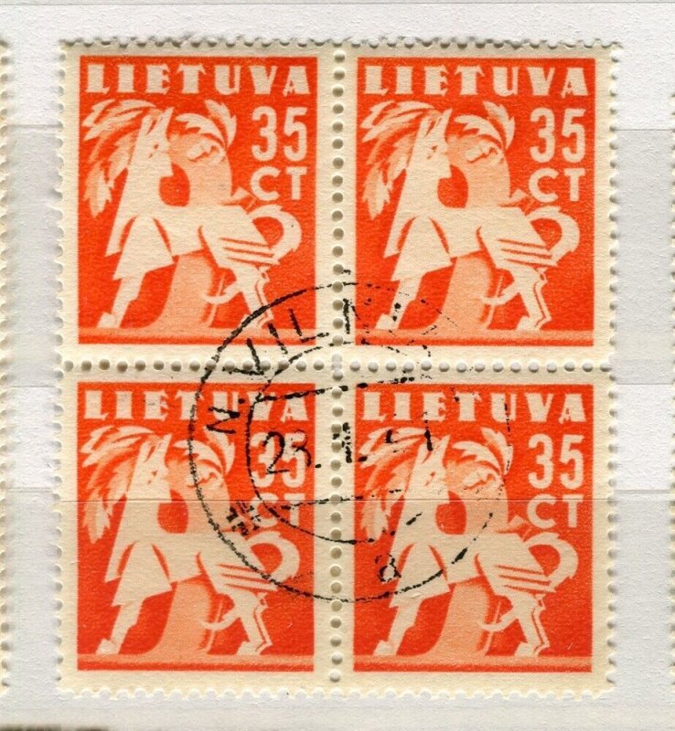 LITHUANIA; 1940 early Peace issue fine used 35c. BLOCK of 4