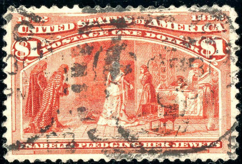 1893 US Stamp #241 $1 Used VF Brookman Catalogue Value $800