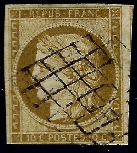 France Sc #1a Used F-VF SCV$350...French Stamps are Iconic!