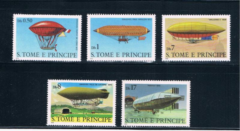 Saint Thomas and Prince Islands 561-66 MNH short set Dirigibles (GI0425)+