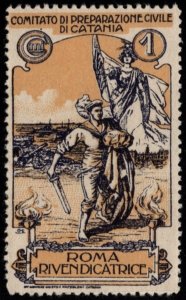 Vintage Italy Poster Stamp  1 Centesimo Civil Preparedness Committee Of Catania