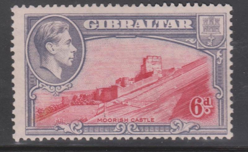 GIBRALTAR Scott # 113b Mint Hinge Remnant - KGVI Pictorial Perf 13.5 x 13.5