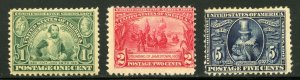 United States 328-30 - 1907 Jamestown Expo Set - SCV $240.00