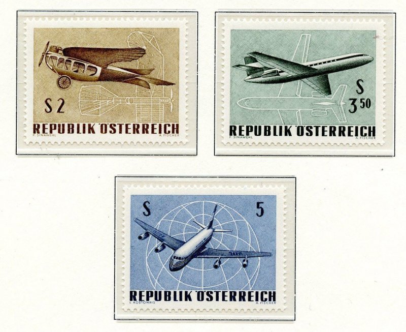 Austria Scott C61-C63 MNH 1968 Air Post Issue