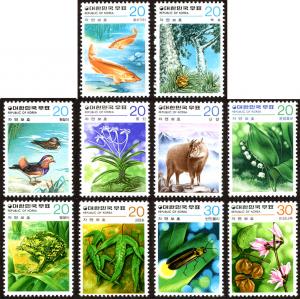 Korea 1149-58 set/10 mnh 1979-80 Nature Conservation