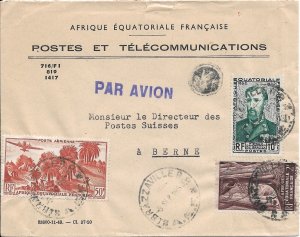 Brazzaville, French Equatorial Africa to Berne, Switzerland 1953 Airmail (48882)