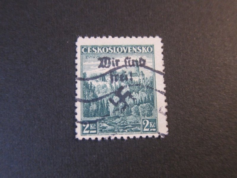 Czechoslovakia 220 MAHR.OSTRAU WIR SIND FREI OVERPRINT FU