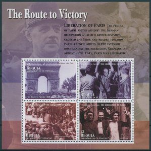 Bequia Stamps 2005 MNH WWII WW2 Liberation of Paris Military De Gaulle 4v M/S