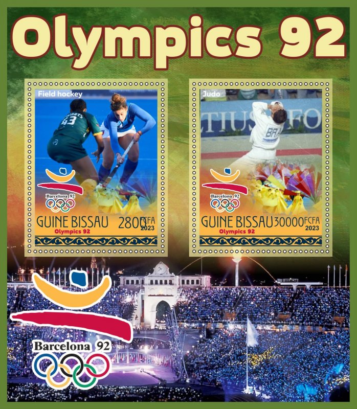Stamps. Olympic Games 1992 in Moscow 2023 year 1+1 sheets perf Guinea Bissau