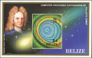 BELIZE Sc 814 VF+/MNH - 1986  Halley's Comet S/S - Fresh