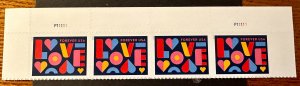 US # 5543 Love strip of 4 forever 2021 Mint NH