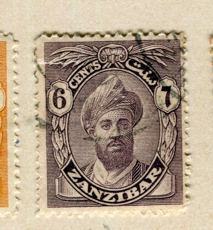ZANZIBAR; 1927 early Sultan issue fine used 6c. value