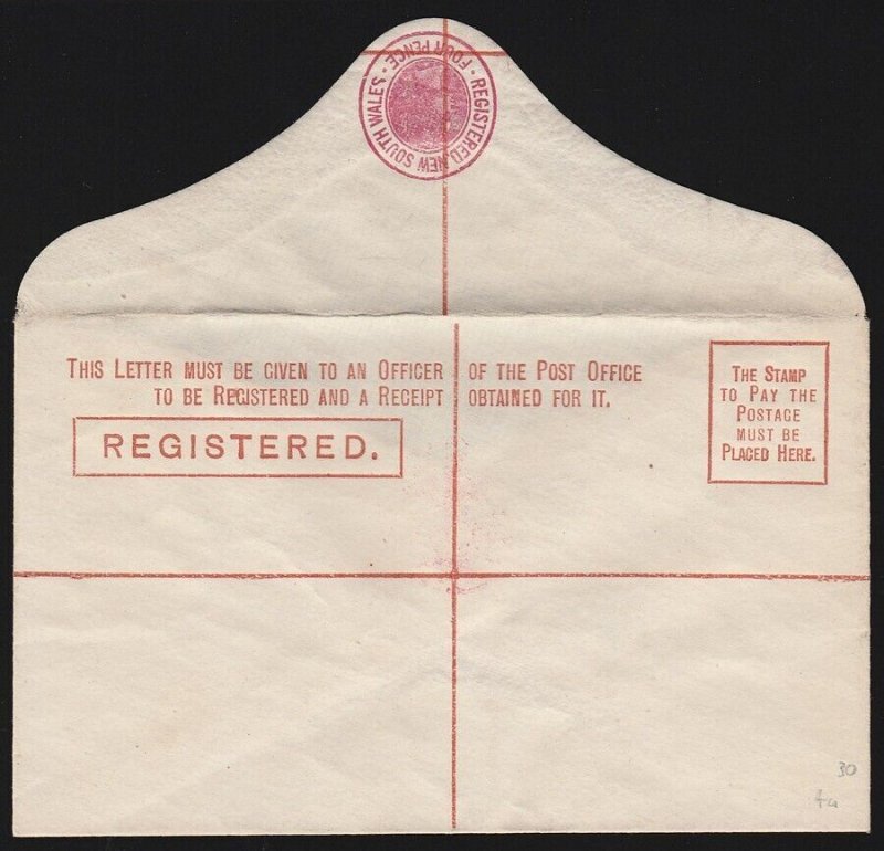 NEW SOUTH WALES Registered Envelope: 1889 QV 4d, size 145x88mm. H&G C4a.