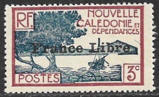 NEW CALEDONIA 1941 3c Scenic View Overprinted FRANCE LIBRE Sc 219 MH