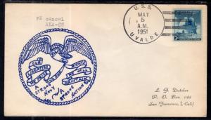 US USS Uvalde 1951 First Day Cancel Ship Cover