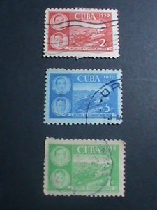 ​CUBA- 1950 SC#452-4 OVER 70 YEARS OLD-MANUEL BALANZALAGUI USED STAMP SET-VF