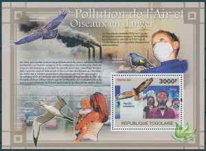 Togo 2011 MNH Environment Stamps Birds of Prey Air Pollution Eagles 1v S/S