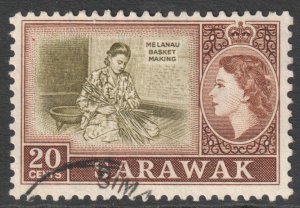 Sarawak Scott 205 - SG196, 1955 Elizabeth II 20c used