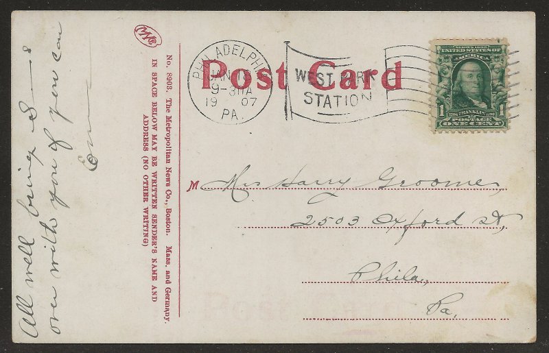 1907 Philadelphia PA Postcard Making Money Postcard US Mint Workers Harry Groome