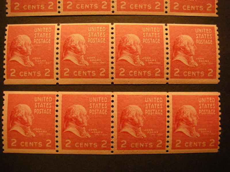 PREXIE Coil Pair, Scott 841, 2c Adams, MNH strip of 4