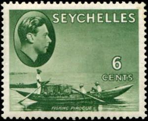 Seychelles SC# 129a Fishing Canoe 6c  Chalky Paper MH