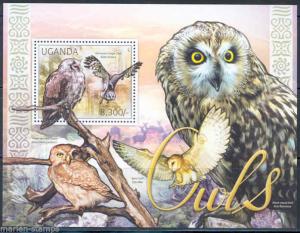 UGANDA 2012 BIRDS OF PREY  OWLS   SOUVENIR SHEET MINT NH