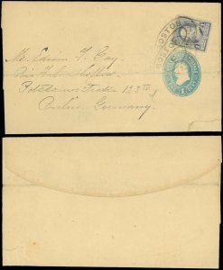 1890 BOSTON Cancel, Transatlantic to BERLIN GERMANY, Scott #219 & #W301 WRAPPER!