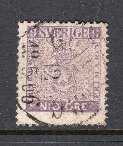 Sweden 1858 Coat of Arms 9 ore FVF Used #7 CV$250