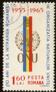 Romania 1718 - Cto - 1.60L UN Emblem / Romania Flag (1965)  (cv $0.55) +