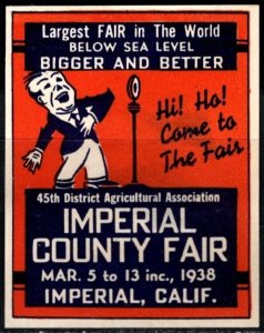 1938 US Poster Stamp 45th District Agricultural Association Imperial County Fair