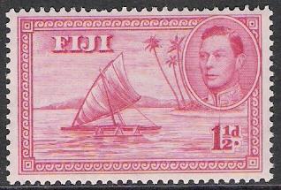 Fiji #119 KG VI & Outrigger Canoe MH