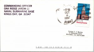 COVER MAILED FROM THE U.S.S. OAK RIDGE (ARDM-I) NAVAL SUBMARINE BASE