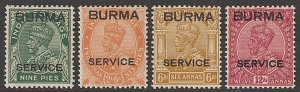 EDSROOM-11790 Burma O3, O6, O8, O10 LH 1937 Officials CV$39.50