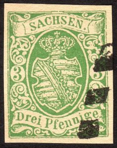1851, Germany Saxony 3Pfg, MNG, Sc 2, Forgery