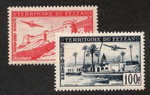 Rare : 1951 French Libya-Fezzan Sc# 2NC3-C4 (Airmail) MH postage stamps Cv$23.75