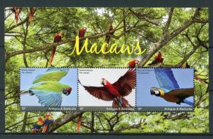 Antigua & Barbuda 2017 MNH Macaws Scarlet Macaw 3v M/S I Parrots Birds Stamps