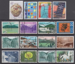 Japan Mix of 16 Different Commemorative Stamps Good to Fine Used