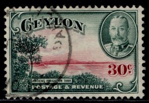 CEYLON GV SG376, 30c carmine & green, FINE USED.