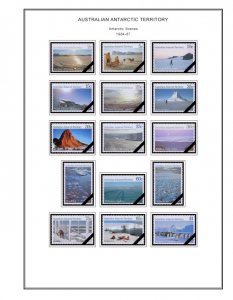 COLOR PRINTED AUSTRALIAN ANTARCTIC 1957-2020 STAMP ALBUM PAGES (44 illus. pages)