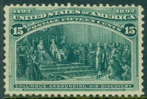 EDW1949SELL : USA 1893 Scott #238 Mint, regummed. Catalog $225. APS Certificate.