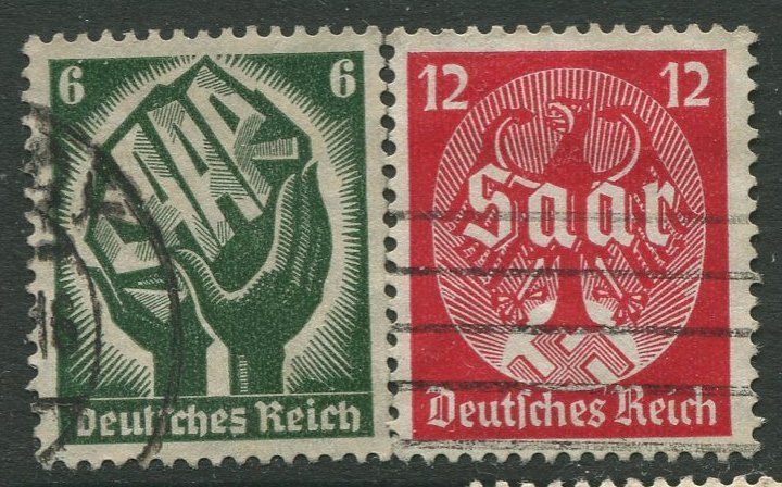 STAMP STATION PERTH Germany #444-445 Saar Plebiscite Type 1934 - Used CV$1.40