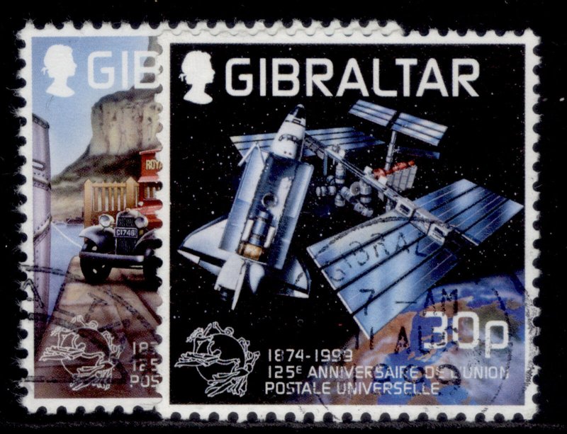 GIBRALTAR QEII SG881-882, 1999 anniv of UPU set, FINE USED.