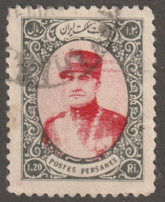 Persian stamp, Scott# 781, used hinged, 1.20R, greay black and rose, B-56