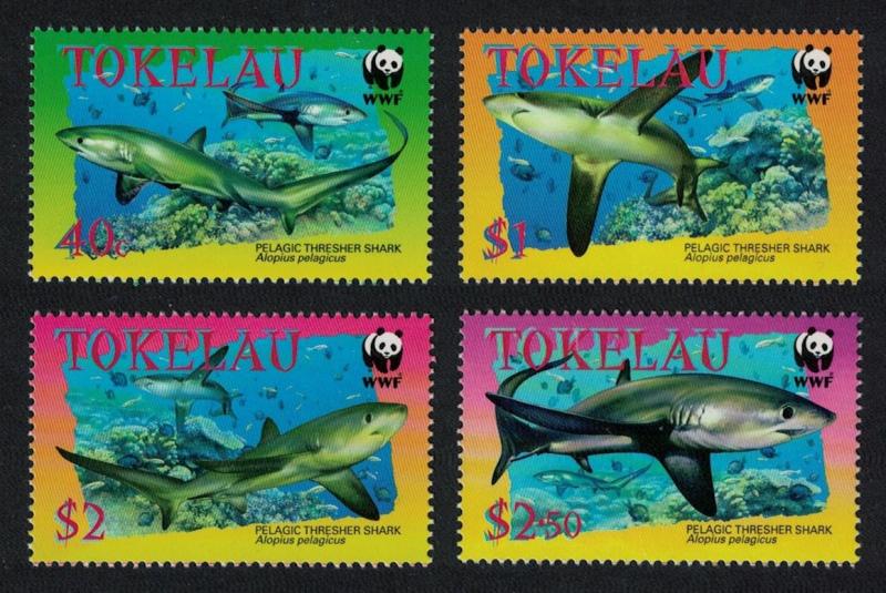 Tokelau WWF Pelagic Thresher 4v SG#336-339 MI#322-325 SC#308-311