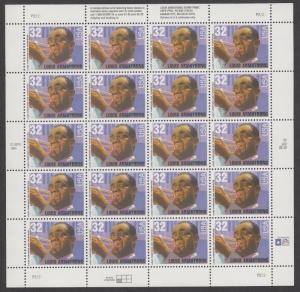 US #2982   Louis Armstrong   Full sheet of 20  MNH