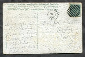 h108  - Canada SHELL BROOK Sask 1910 Split Ring on Postcard to USA