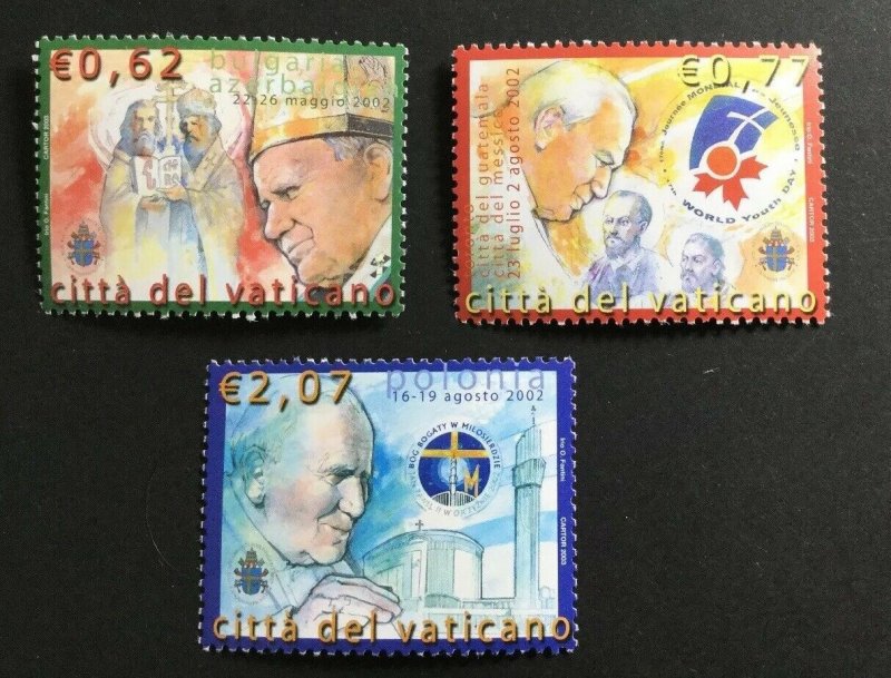 Vatican City Sc# 1253-1255 MNH Pope Johns Paul II Travels 2002