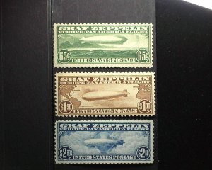 HS&C: Scott #C13-C15 1930 Zeppelin Issue. Fresh Great color. Mint VF NH